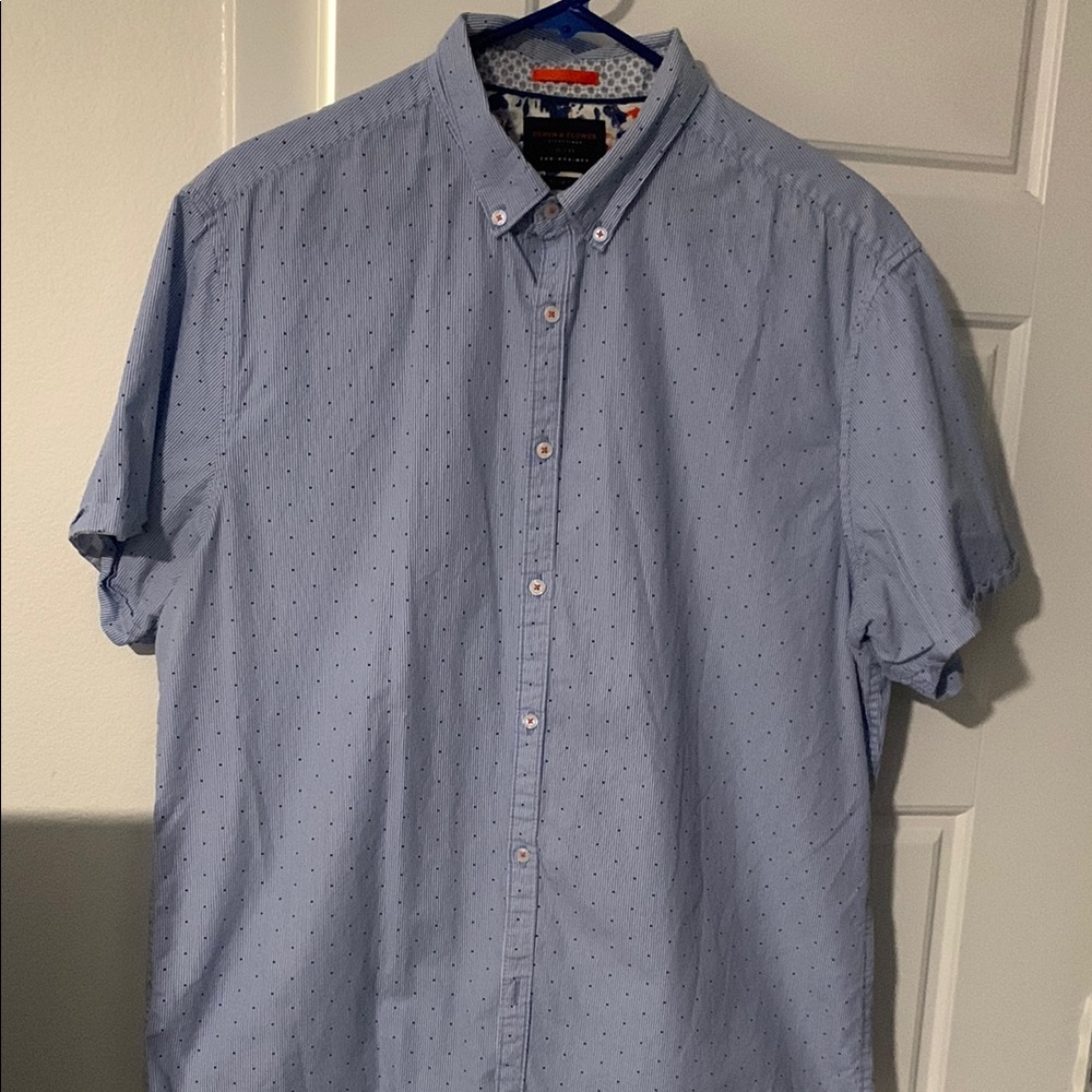 Denim & Flower Blue Short Sleeve Casual Shirt